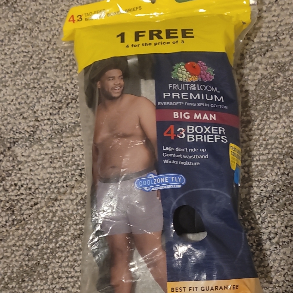 Fruit of the Loom Premium Big Man Boxer Briefs - Gray